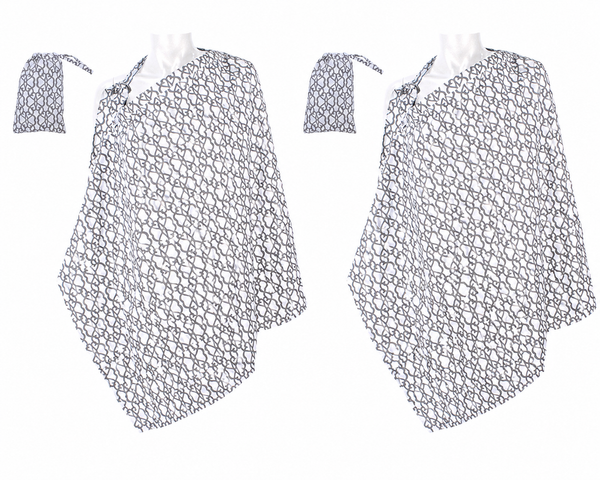 2pk Nursing Cover for Breastfeeding Privacy with Travel Bag and Wire Neckline  Grey & White