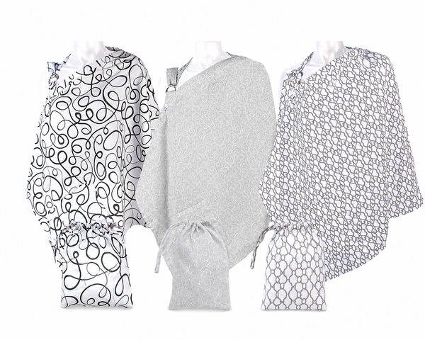 3pK Nursing Cover for Breastfeeding Privacy with Travel Bag and Wire Neckline