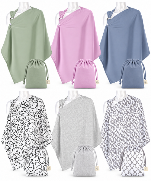 6pk Nursing Cover for Breastfeeding Privacy with Travel Bags and Wire Neckline