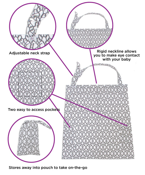 3pK Nursing Cover for Breastfeeding Privacy with Travel Bag and Wire Neckline
