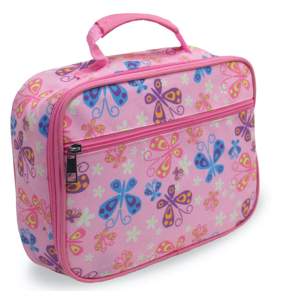 Kids Insulated Soft Lunch Box for School - Pink Butterflies