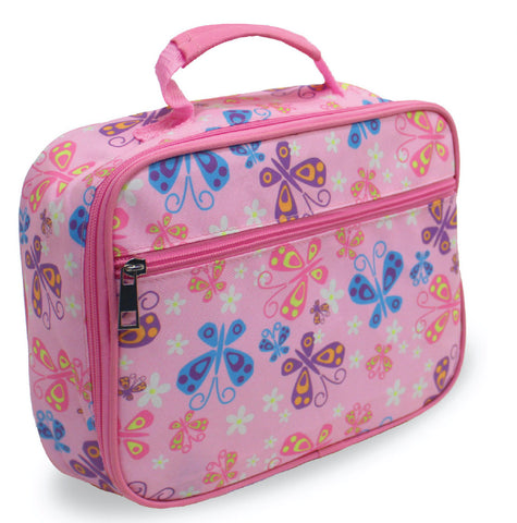 Kids Insulated Soft Lunch Box for School - Pink Butterflies