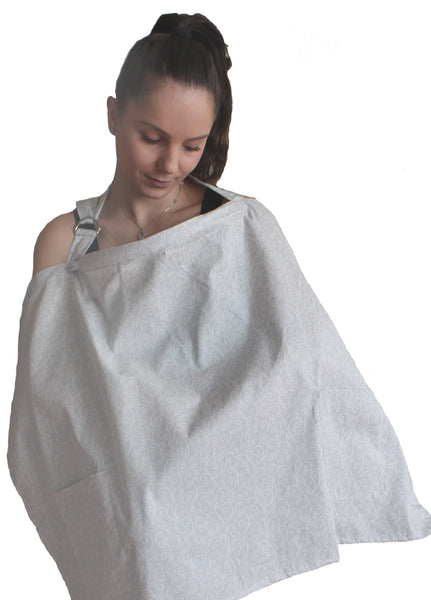 2pk Nursing Cover for Breastfeeding Privacy with Travel Bag and Wire Neckline  Grey Swirls