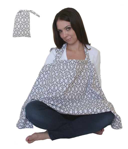 2pk Nursing Cover for Breastfeeding Privacy with Travel Bag and Wire Neckline  Grey & White