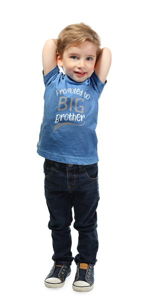 Promoted to Big Brother T-shirt T Shirt for Soon to be Older Sibling Toddler Boys Tee Blue