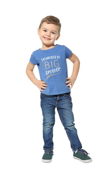 Promoted to Big Brother T-shirt T Shirt for Soon to be Older Sibling Toddler Boys Tee Blue