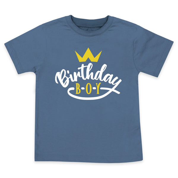 Birthday Boy Crown Tshirt for Toddler Boys in Blue