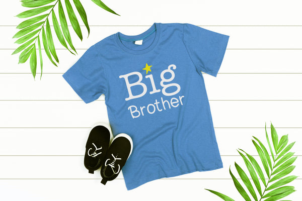 Big Brother T-shirt T Shirt Older Sibling Pregnancy Announcement Tees Toddler Boys Blue