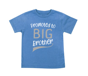 Promoted to Big Brother T-shirt T Shirt for Soon to be Older Sibling Toddler Boys Tee Blue