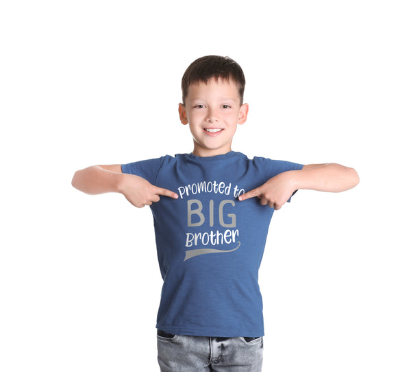 Promoted to Big Brother T-shirt T Shirt for Soon to be Older Sibling Toddler Boys Tee Blue