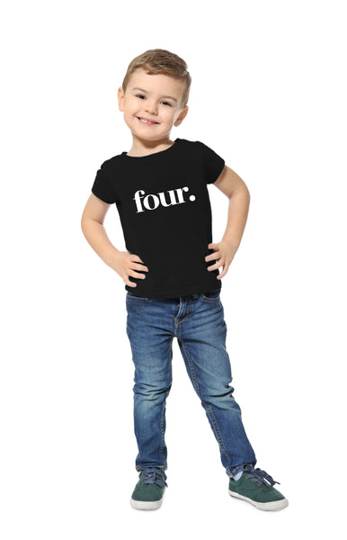 Wild and Happy Number 4 Year Old Birthday Boy or Girl Party Shirt Short Sleeve T-Shirt