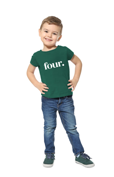 Wild and Happy Number 4 Year Old Birthday Boy or Girl Party Shirt Short Sleeve T-Shirt